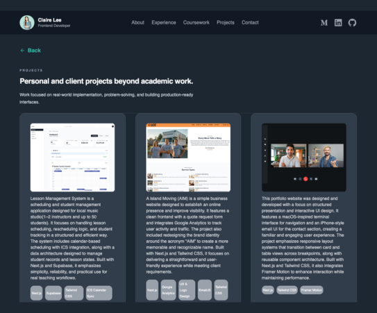 Claire's Portfolio Website (v3)